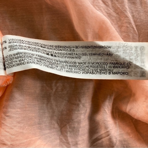 BERSHKA Sunny Days & Me neon orange sheer button down silk blend shirt. Size M - Picture 6 of 7